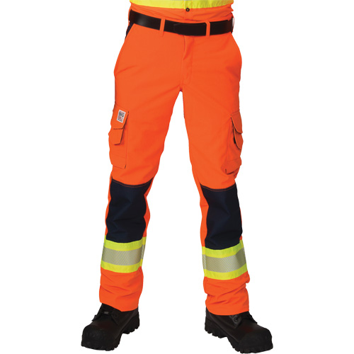 Pantalons cargo haute visibilit&eacute; antid&eacute;chirure, Polyester, 28, Orange haute visibilit&eacute; O-Max