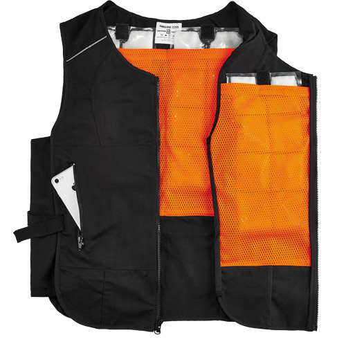 Veste de refroidissement &agrave; changement de phase l&eacute;g&egrave;re avec sachets 6260 Chill-Its, Petit/Moyen, Noir O-Max