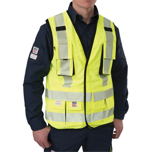 Veste antid&eacute;chirure pour arpenteur, Jaune lime haute visibilit&eacute;, Petit, Polyester O-Max