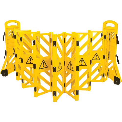 Portable Mobile Barrier, 40" H x 13' L, Yellow O-Max