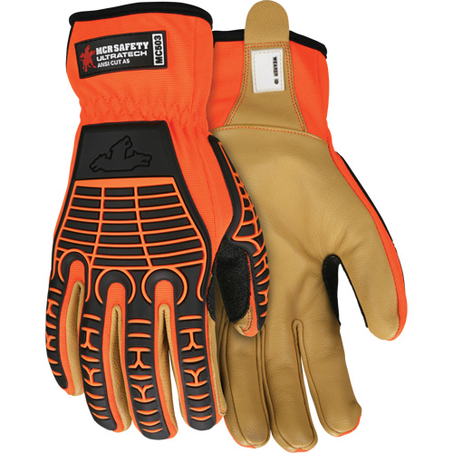 Gants antichocs UltraTech, Moyen, Paume en Cuir fleur, Poignet &agrave; enfiler O-Max