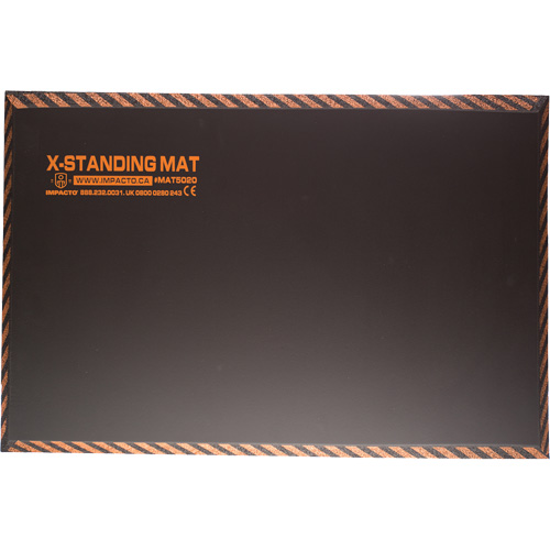 Tapis anti-fatigue pour travail debout, Lisse, 16" x 28" x 1", Noir, Caoutchouc O-Max