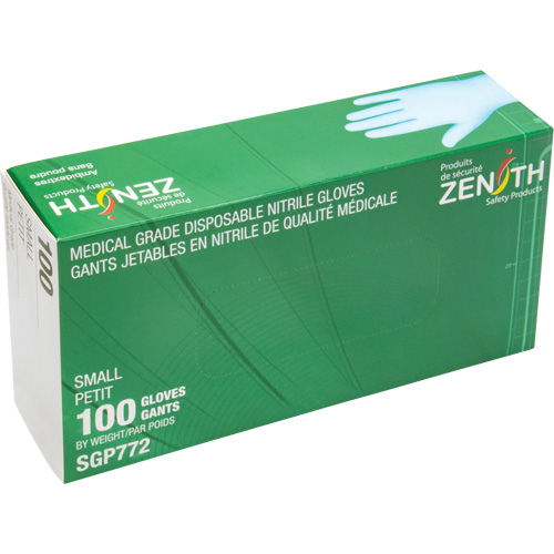 Gants jetables de calibre m&eacute;dical r&eacute;sistants &agrave; la perforation, Petit, Nitrile, 4,5 mils, Sans poudre, Bleu, Classe 2 O-Max