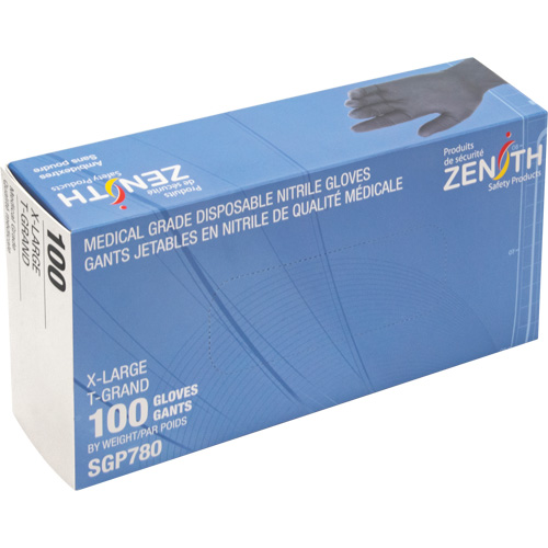 Puncture-Resistant Medical-Grade Disposable Gloves, X-Large, Nitrile, 5-mil, Powder-Free, Black, Class 2 O-Max