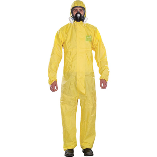 Combinaisons jetables pour usage mod&eacute;r&eacute; Microchem, Petit, Jaune, Polypropyl&egrave;ne O-Max