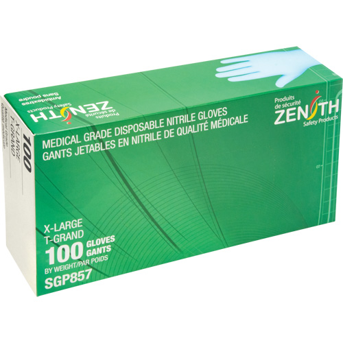 Puncture-Resistant Medical-Grade Disposable Gloves, X-Large, Nitrile, 3.5-mil, Powder-Free, Blue, Class 2 O-Max
