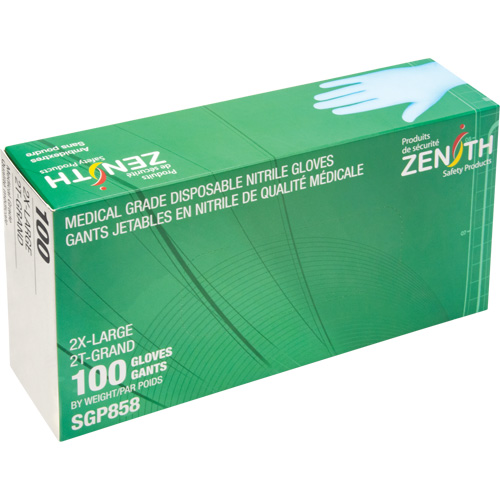 Puncture-Resistant Medical-Grade Disposable Gloves, 2X-Large, Nitrile, 3.5-mil, Powder-Free, Blue, Class 2 O-Max