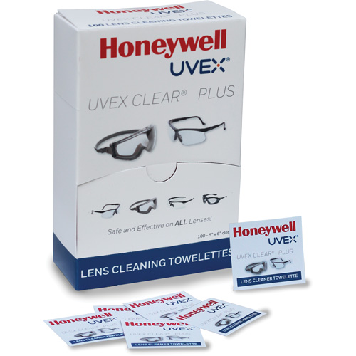 Uvex&reg; Clear&reg; Plus Towelettes, 5.25" x 8", Pack Of 100 O-Max