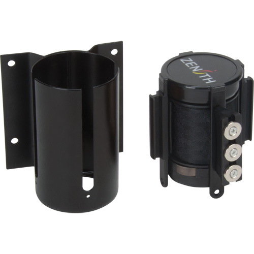 Wall Mount Barrier with Magnetic Tape, Steel, Screw Mount, 12', Black Tape O-Max