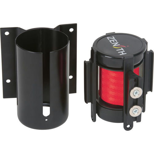 Wall Mount Barrier with Magnetic Tape, Steel, Screw Mount, 7', Red Tape O-Max