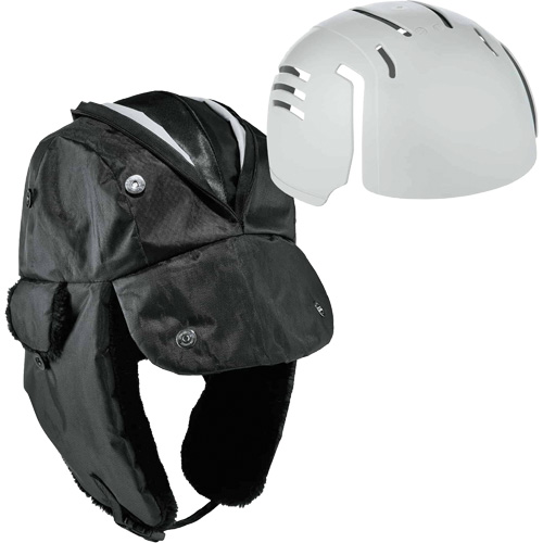 N-Ferno&reg; Zippered Trapper Hat with Bump Cap Insert, Polyurethane/Satin Lining, Medium/Small, Black O-Max