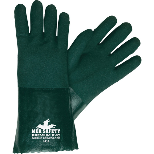 Gants r&eacute;sistants aux produits chimiques, Taille Grand, 14" lo, PVC, Doublure en Jersey O-Max