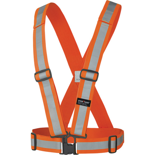 5591 Bretelle de s&eacute;curit&eacute; de ajustable, Orange haute visibilit&eacute;, Couleur r&eacute;fl&eacute;chissante Argent, Taille unique O-Max