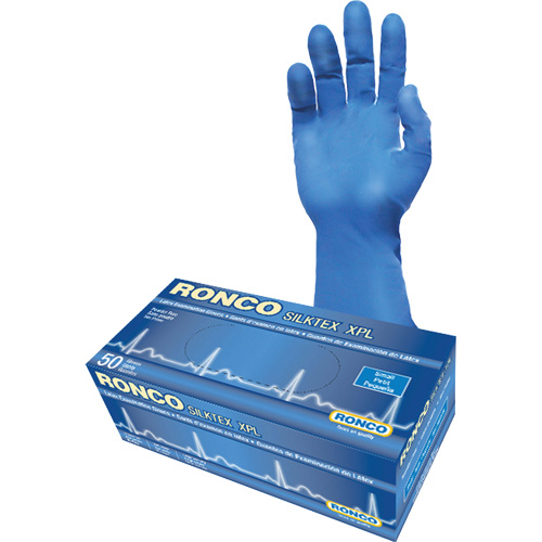 Gant d'examen extra long SilkTex XPL, Petit, Latex, 13 mils, Sans poudre, Bleu, Classe 2 O-Max
