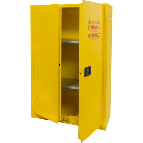 Flammable Storage Cabinet, 45 gal., 2 Door, 43" W x 65" H x 18" D O-Max