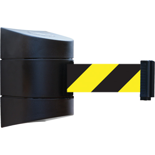 Unit&eacute; murale Tensabarrier, Acier, Fixation par vis, 30', Ruban Noir et jaune O-Max