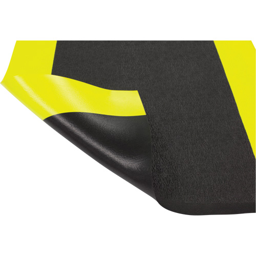 Airsoft Anti-Fatigue Mat, Pebbled, 3' x 5' x 3/8", Black/Yellow, PVC Sponge O-Max