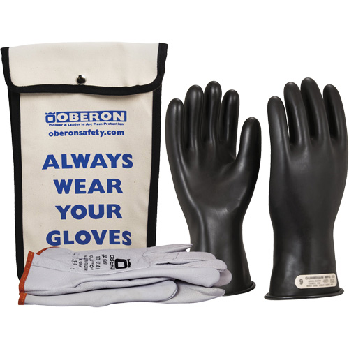 Ensemble de gants en caoutchouc pour l'&eacute;lectricit&eacute; de classe 0, 10, 11" lo, 20 cal/cm², NFPA 70E O-Max