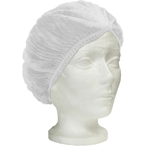 Bonnet bouffant pliss&eacute; Ronco Care, Polypropyl&egrave;ne, 24", Blanc O-Max