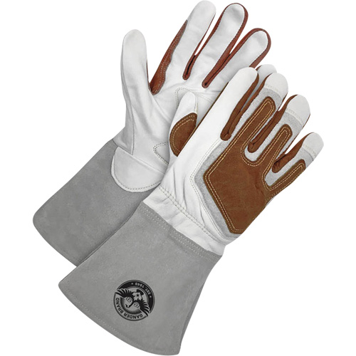 Gants de soudage &agrave; l'arc TIG Gander Brand avec renfort thermique, Cuir fleur de ch&egrave;vre, Taille Petit O-Max