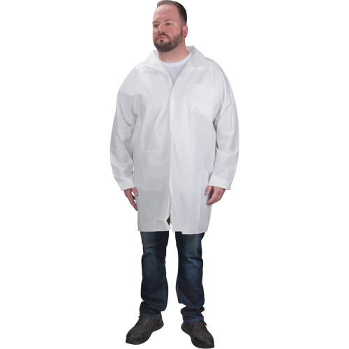 Protective Lab Coat, Microporous, White, 4X-Large O-Max