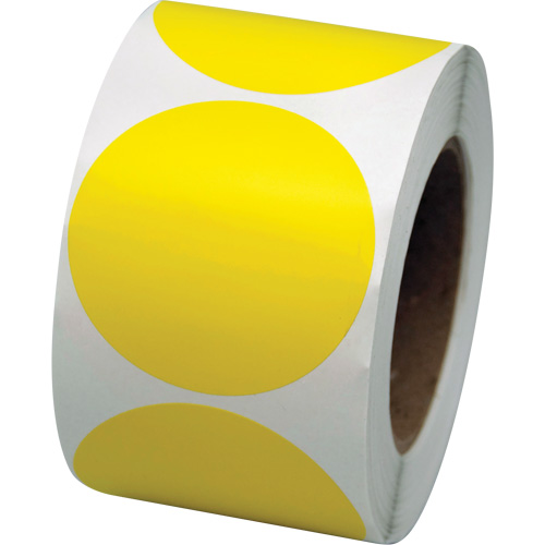 Pastilles de marquage color&eacute;es, Cercle, 3" lo x 3" la, Jaune, Vinyle O-Max