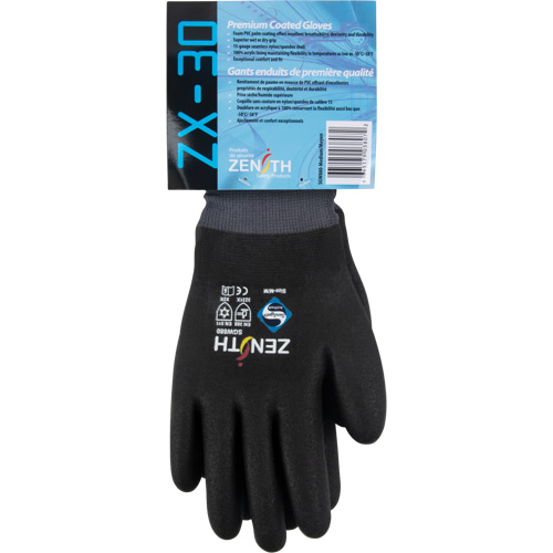 Gants enduits ZX-30° de premi&egrave;re qualit&eacute;, Moyen, R&ecirc;vetement Mousse de PVC, Calibre 15, Enveloppe en Nylon O-Max