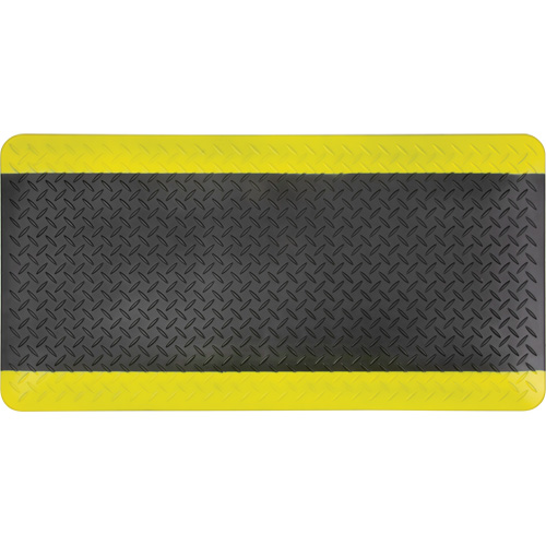 Tapis antifatigue, Losange, 1-2/3' x 3-1/4' x 3/4", Noir/Jaune, Polyur&eacute;thane O-Max