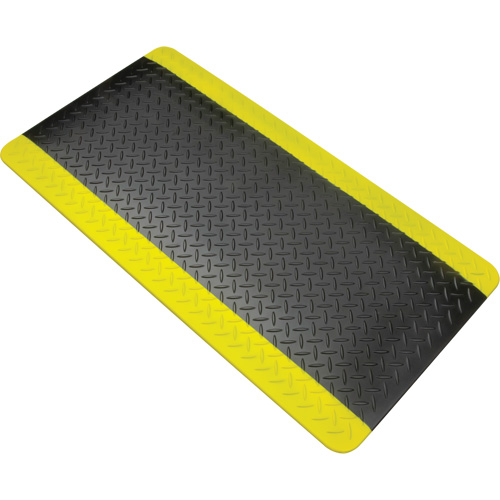 Tapis antifatigue, Losange, 1-2/3' x 3-1/4' x 3/4", Noir/Jaune, Polyur&eacute;thane O-Max