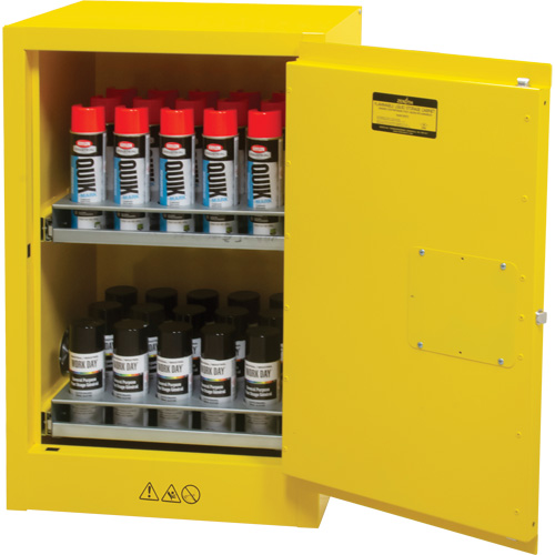Flammable Aerosol Storage Cabinet, 12 gal., 1 Door, 23" W x 35" H x 18" D O-Max