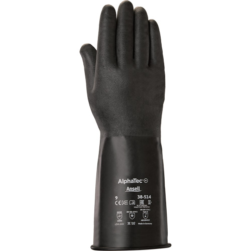 AlphaTec&reg; 38-514 Gloves, Size 7, 14" L, Butyl Rubber, 14-mil O-Max