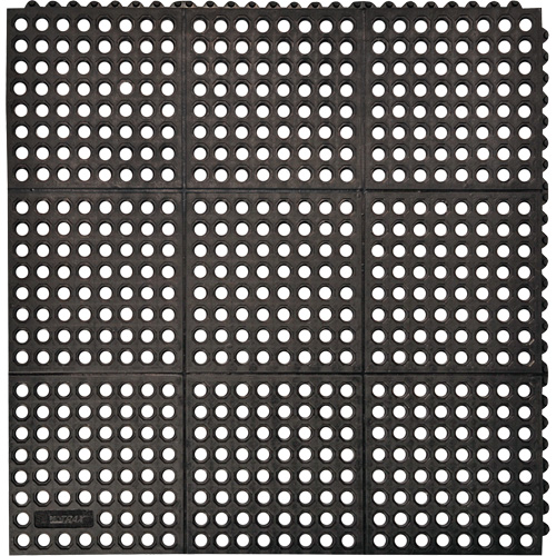 Tapis antifatigue &agrave; imbrication Cushion-Ease 550, &agrave; fentes, 3' x 3' x 3/4", Noir, Caoutchouc O-Max