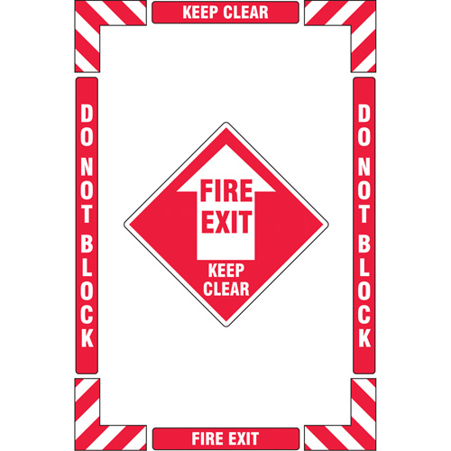 Trousse de marquage du sol ?Fire Exit? (sortie de secours), Adh&eacute;sif, Anglais avec pictogramme O-Max