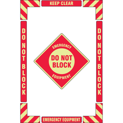 Trousse de marquage du sol ?Emergency Equipment? (&eacute;quipement durgence), Adh&eacute;sif, Anglais avec pictogramme O-Max