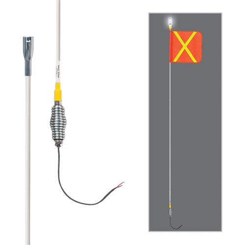 Safety Whip&reg; All-Weather Super-Duty Warning Whips with Constant LED Light, Spring Mount, 5' High, Orange with Reflective O-Max