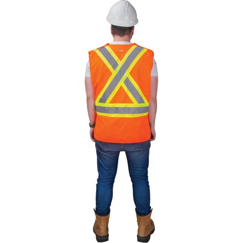 CSA-Compliant High-Visibility Surveyor Vest, High Visibility Orange, Medium, Polyester O-Max
