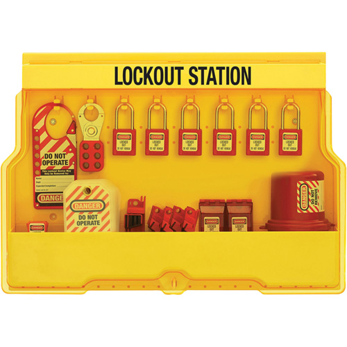 Premier Electrical Lockout Station, Thermoplastic Padlocks, 16 Padlock Capacity, Padlocks Included O-Max