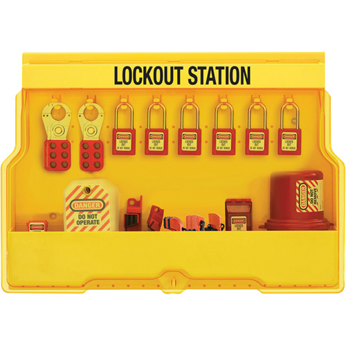 Premier Electrical Lockout Station, Thermoplastic Padlocks, 16 Padlock Capacity, Padlocks Included O-Max