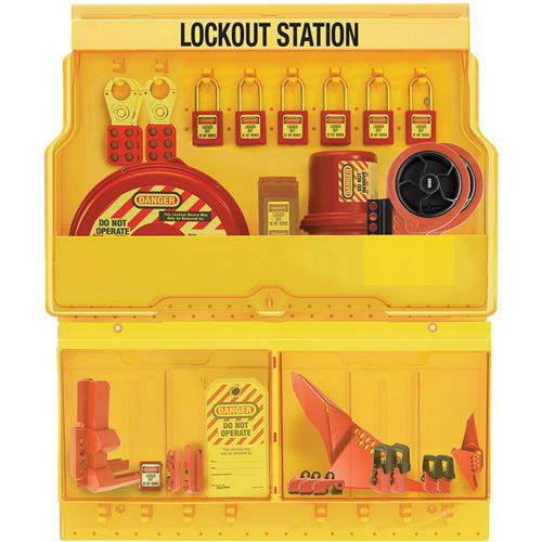 Premier Valve & Electrical Deluxe Lockout Station, Thermoplastic Padlocks, 32 Padlock Capacity, Padlocks Included O-Max