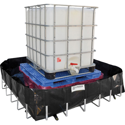 Berme de confinement des d&eacute;versements Ultra-IBC Berm, Capacit&eacute; 400 gal. US, 6' la x 6' lo x 18" h, Support en L O-Max