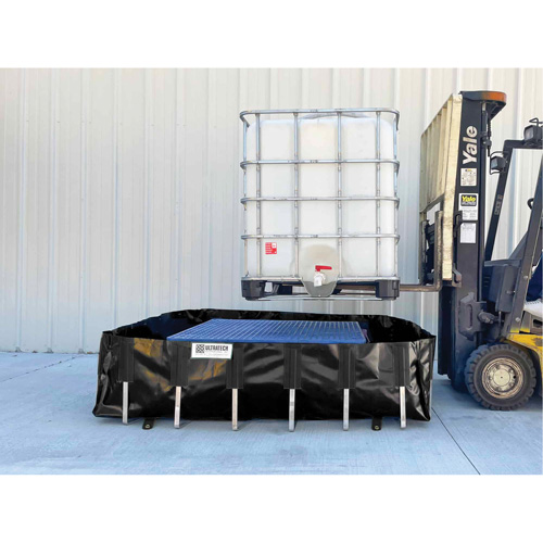 Berme de confinement des d&eacute;versements Ultra-IBC Berm, Capacit&eacute; 400 gal. US, 6' la x 6' lo x 18" h, Support en L O-Max