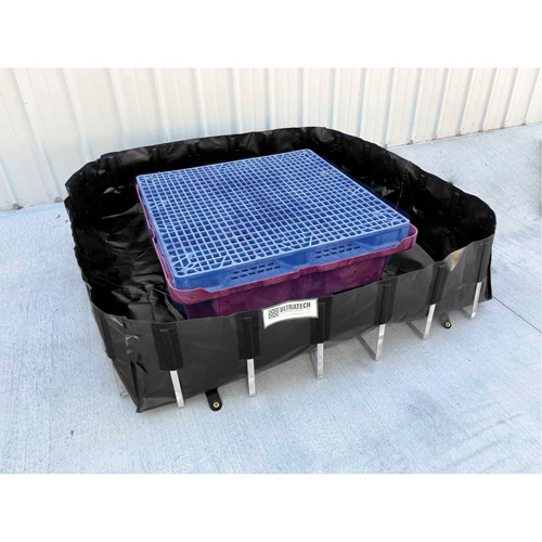 Berme de confinement des d&eacute;versements Ultra-IBC Berm, Capacit&eacute; 400 gal. US, 6' la x 6' lo x 18" h, Support en L O-Max