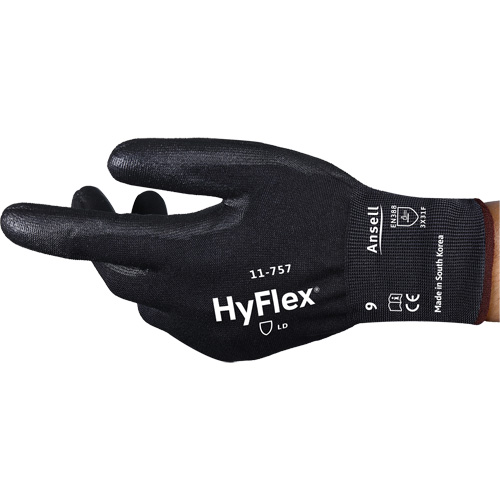 Gants r&eacute;sistant aux coupures Hyflex 11-757, Taille 6, Calibre 18, Rev&ecirc;tement Polyur&eacute;thane, Enveloppe en Intercept, ASTM ANSI niveau A7/EN 388 niveau F O-Max