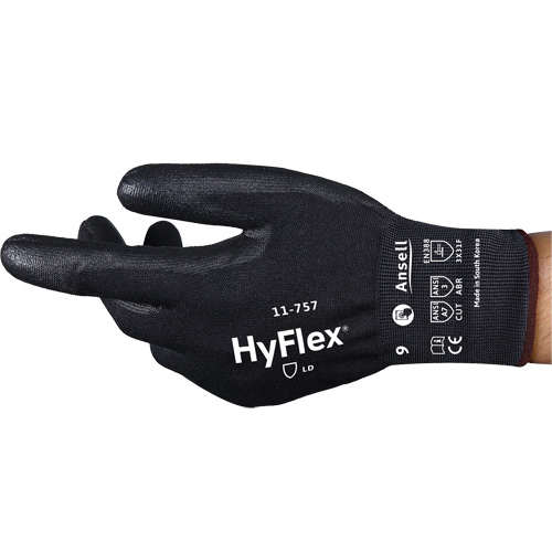 Gants r&eacute;sistant aux coupures Hyflex 11-757, Taille 8, Calibre 18, Rev&ecirc;tement Polyur&eacute;thane, Enveloppe en Intercept, ASTM ANSI niveau A7/EN 388 niveau F O-Max