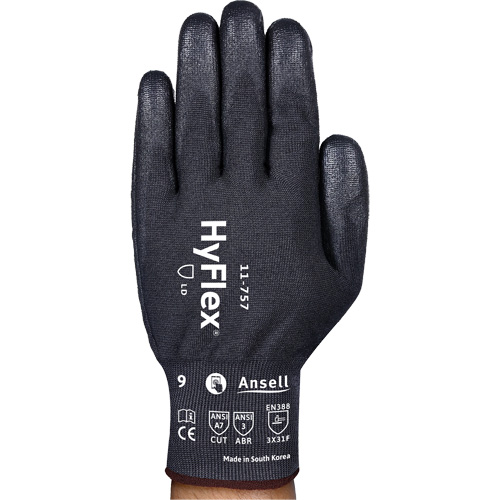 Gants r&eacute;sistant aux coupures Hyflex 11-757, Taille 8, Calibre 18, Rev&ecirc;tement Polyur&eacute;thane, Enveloppe en Intercept, ASTM ANSI niveau A7/EN 388 niveau F O-Max