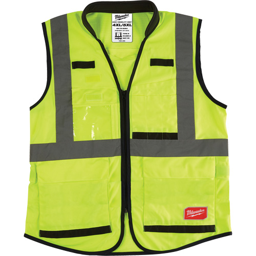 Performance Safety Vest, High Visibility Lime-Yellow, 4X-Large/5X-Large O-Max
