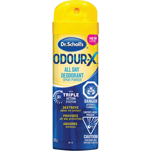 Poudre d&eacute;sodorisante &agrave; pulv&eacute;riser pour les pied Odour Destroyers Dr. Scholl's O-Max