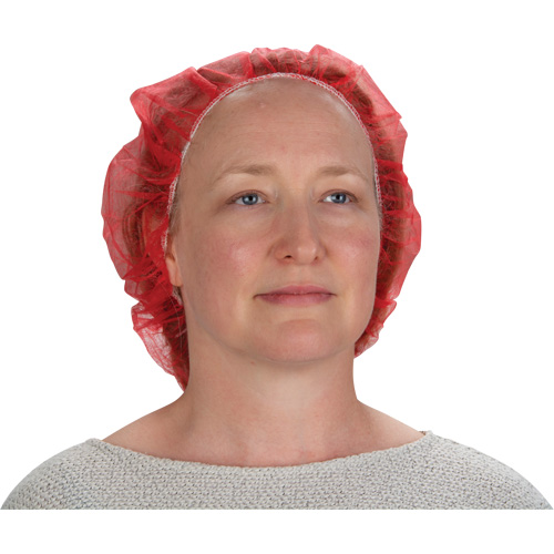 Bonnets bouffants, Polypropyl&egrave;ne, 21", Rouge O-Max
