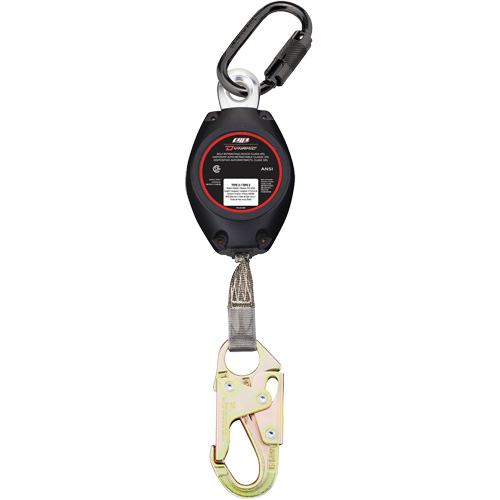 Cordage de s&eacute;curit&eacute; autor&eacute;tractable avec petit mousqueton Dynamic, 11', Polyester, Pivotant O-Max