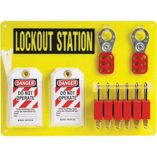 Lockout Board with Keyed Different Nylon Safety Lockout Padlocks, Plastic Padlocks, 6 Padlock Capacity, Padlocks Included O-Max